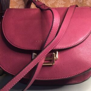 Vince Camuto Plum Leather Crossbody Bag with Gold Hardware